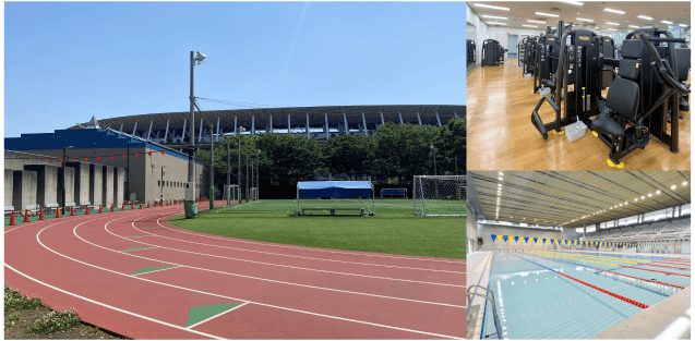陸上競技場とプールの様子